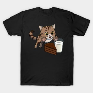 Siberian Cat excited to have Chocolate Cake with Milk T-Shirt